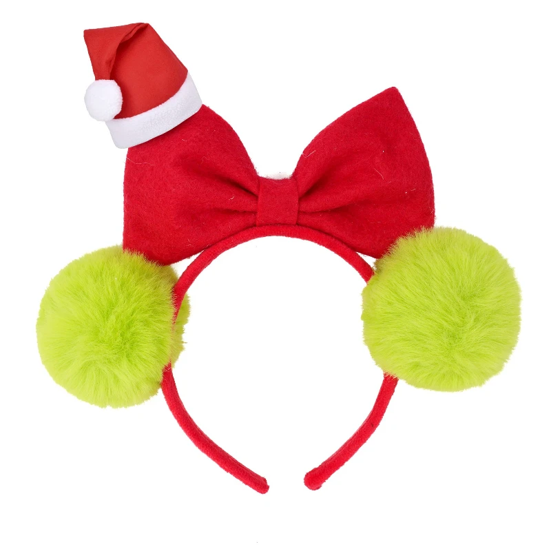 Retro Holiday Pom Pom Hair Band Fluffy Plush Christmas Headband Lightweight Party Accessory for Themed Photoshoot Dress Up