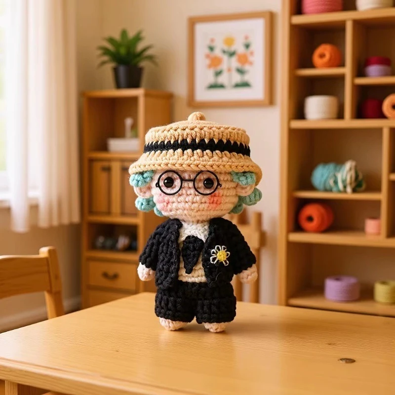 New Cute Handmade Knitted Cartoon Doll Yarn Crochet Bag Pendant Concert Peripheral Fan Support Figurine Creative Decor Gift
