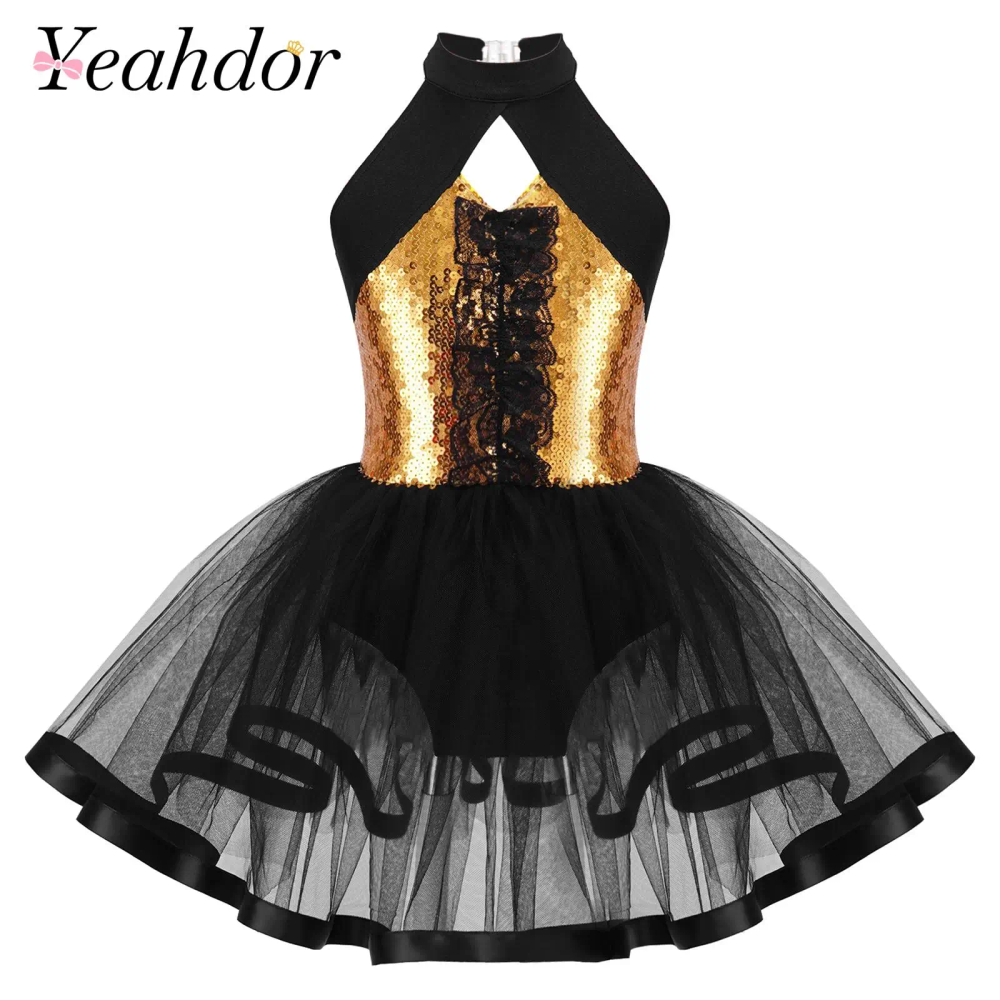 Children Sequins Jazz Ballet Dance Tutu Dress Kids Girls Sparkly Gymnastics Leotard Dress Ballerina Performance Costume Children Sequins Jazz Ballet Dance Tutu Dress Kids Girls Sparkly Gymnastics Leotard Dress Ballerina Performance Costume