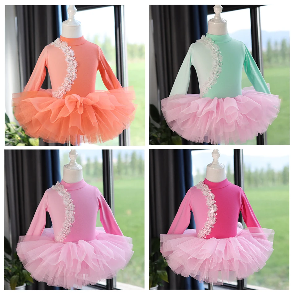 Girl Candy Dance Clothes Kids long-sleeved Practice Set Children Ballet Tutu Skirt Cheerleading Dress Children Gymnastics suits