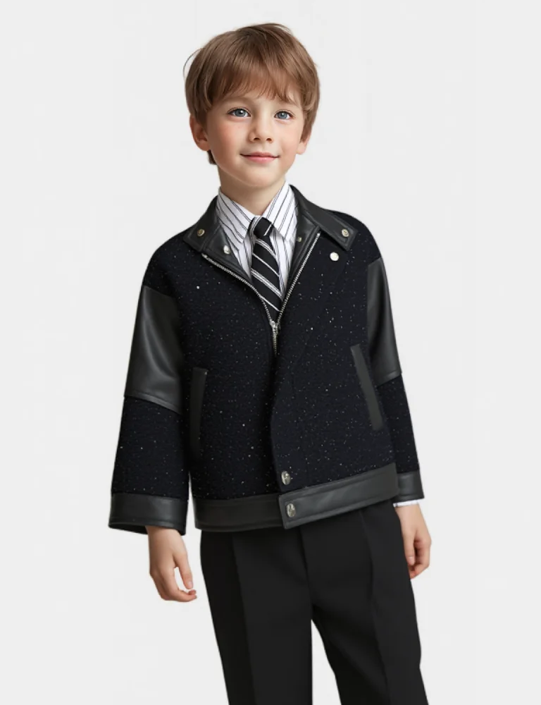 Gentleman Kids Shiny Motorcycle Pu Leather Jacket Boys Waterproof Windproof Coat Kids Christmas NEW Year Street Photography Wear Gentleman Kids Shiny Motorcycle Pu Leather Jacket Boys Waterproof Windproof Coat Kids Christmas NEW Year Street Photography Wear