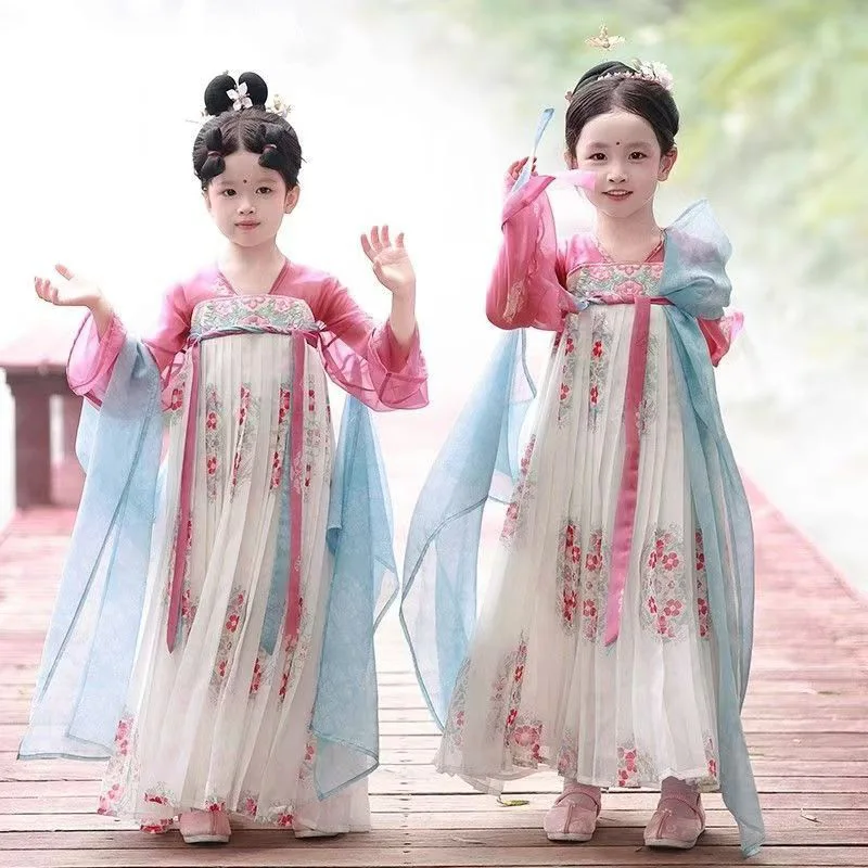 Chinese Hanfu retro cute imitation Tang Dynasty girls' dress Chinese Hanfu retro cute imitation Tang Dynasty girls' dress