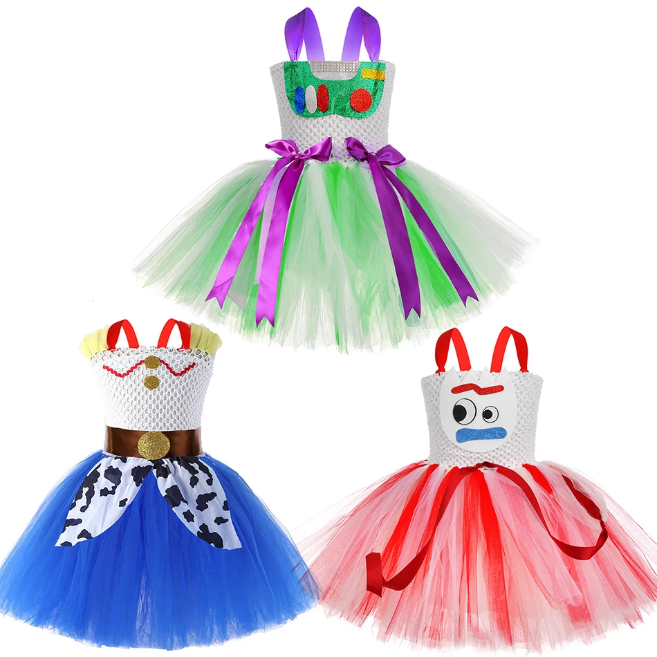 Kids Woody Jessie Buzz Forky Cosplay Tutu Mesh Dress Role Play Stage Performance Vestidos Girls Halloween Carnival Clothes Kids Woody Jessie Buzz Forky Cosplay Tutu Mesh Dress Role Play Stage Performance Vestidos Girls Halloween Carnival Clothes
