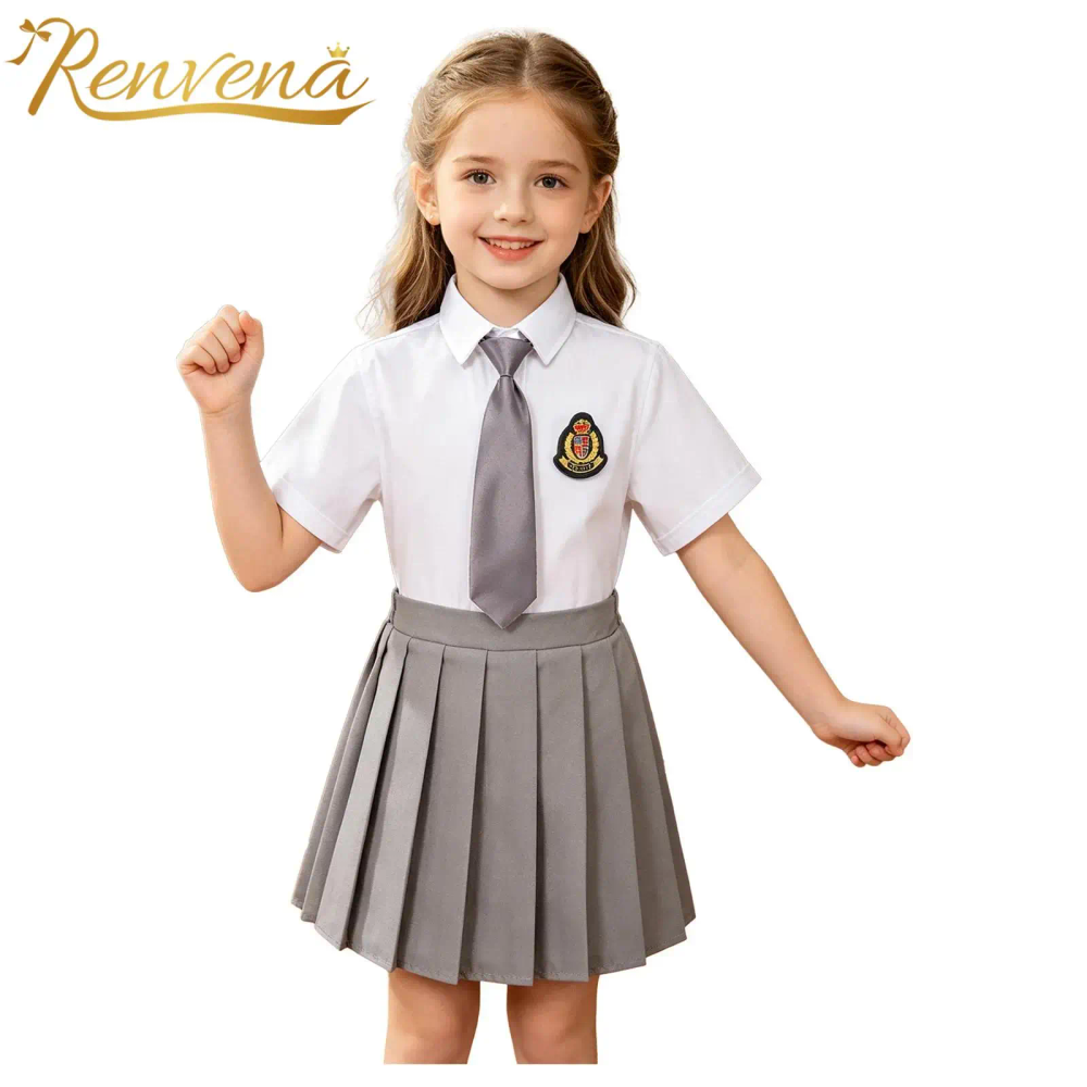 Girls School Uniform Kids Anime Clothes Sets Turn-down Collar Shirt + Pleated Skirt Suits Stage Performance Party Costumes Girls School Uniform Kids Anime Clothes Sets Turn-down Collar Shirt + Pleated Skirt Suits Stage Performance Party Costumes
