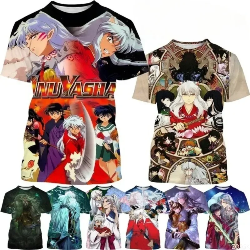 Summer Anime Inuyasha 3D Printing Personalized T-shirt Men and Women Japanese Harajuku Style Casual Round Neck Short-sleeved Summer Anime Inuyasha 3D Printing Personalized T-shirt Men and Women Japanese Harajuku Style Casual Round Neck Short-sleeved