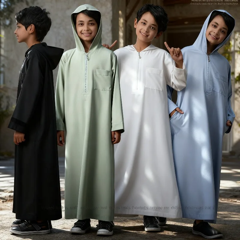 Ramadan Boys Muslim Fashion Middle Eastern Arab Robe Dubai Islamic Clothing Children Hui Ethnic Clothing