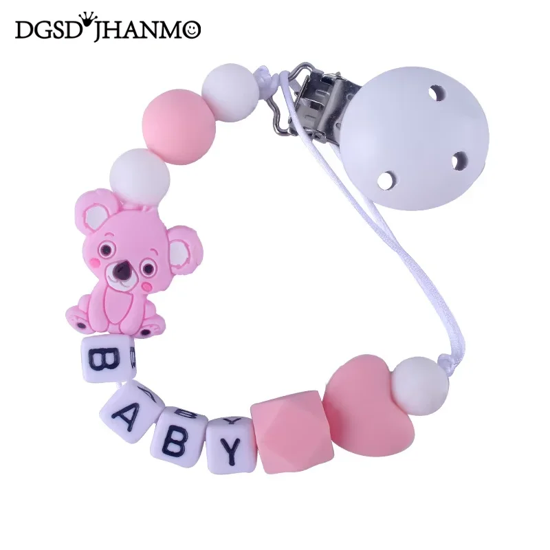 Free Personalized Name Baby Pacifier Chains Anti-Drop Silicone Koala Infant Pacifier Clips Holder Teething Toy Newborn Chew Gift Free Personalized Name Baby Pacifier Chains Anti-Drop Silicone Koala Infant Pacifier Clips Holder Teething Toy Newborn Chew Gift