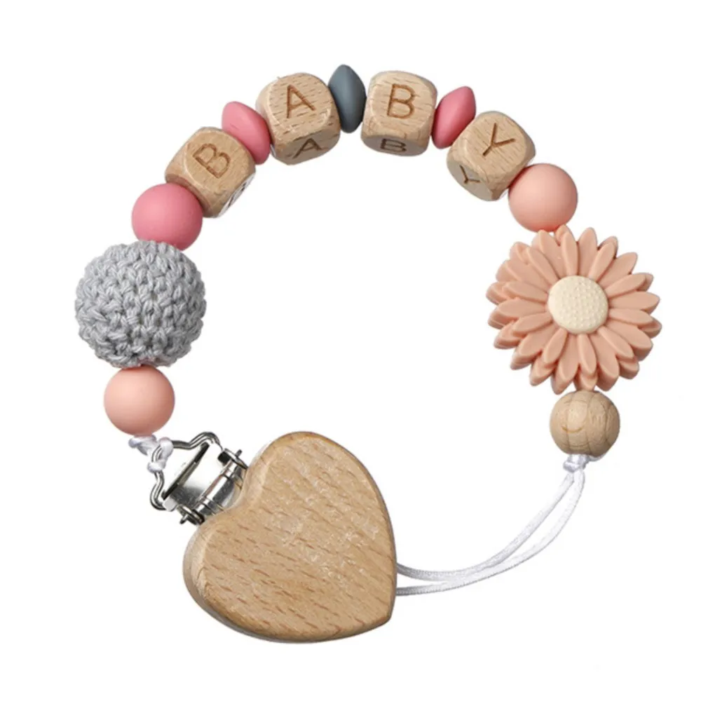 INS Baby Pacifiers Personalized Name Heart Shaped Pacifier Clip Crochet Ball & Flower - Cute and Versatile for Infants INS Baby Pacifiers Personalized Name Heart Shaped Pacifier Clip Crochet Ball & Flower - Cute and Versatile for Infants