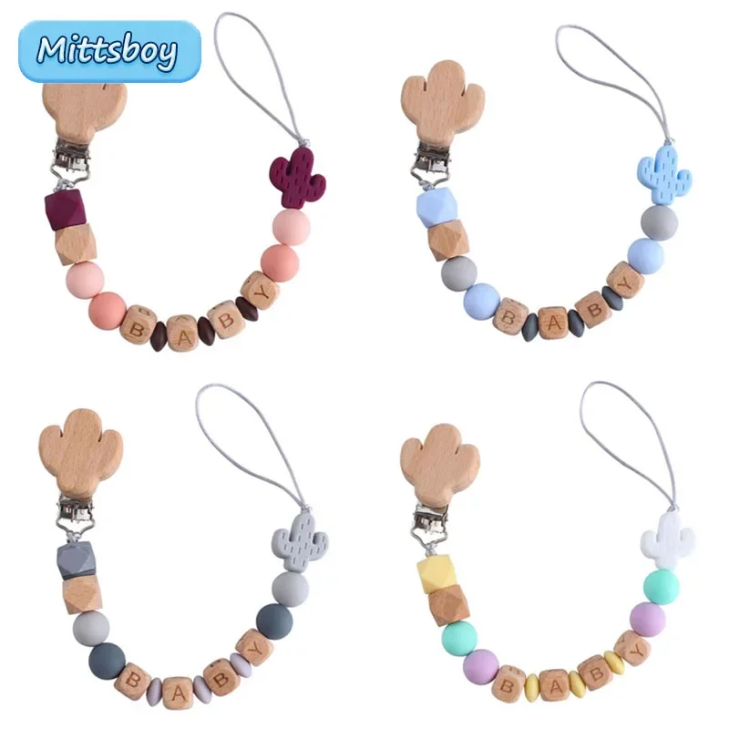 Handmade Personalized Name Cactus Pacifier Clips Chains Silicone Beads Personnalise Infant Chupetero Teething Personalizado Gift Handmade Personalized Name Cactus Pacifier Clips Chains Silicone Beads Personnalise Infant Chupetero Teething Personalizado Gift
