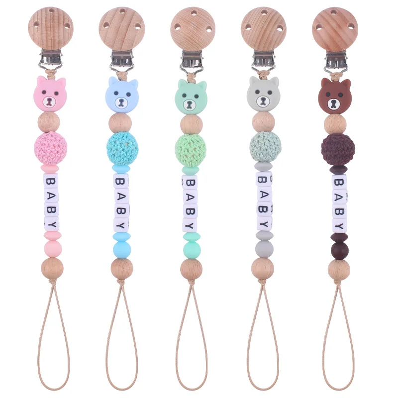 Baby Silicone Pacifier Clip Bear Teething Soother Chain For BPA Free Nursing Chew Toy Baby Dummy Holder Chain Baby Silicone Pacifier Clip Bear Teething Soother Chain For BPA Free Nursing Chew Toy Baby Dummy Holder Chain