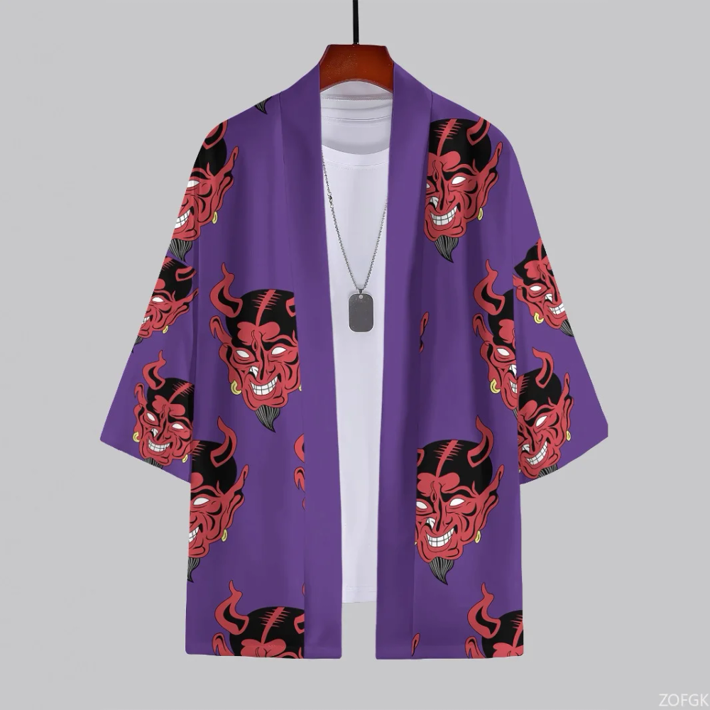 2025 Summer Cross Border New 3D Printed Devil Pattern Hot Selling Casual Cardigans and Kimono 2025 Summer Cross Border New 3D Printed Devil Pattern Hot Selling Casual Cardigans and Kimono