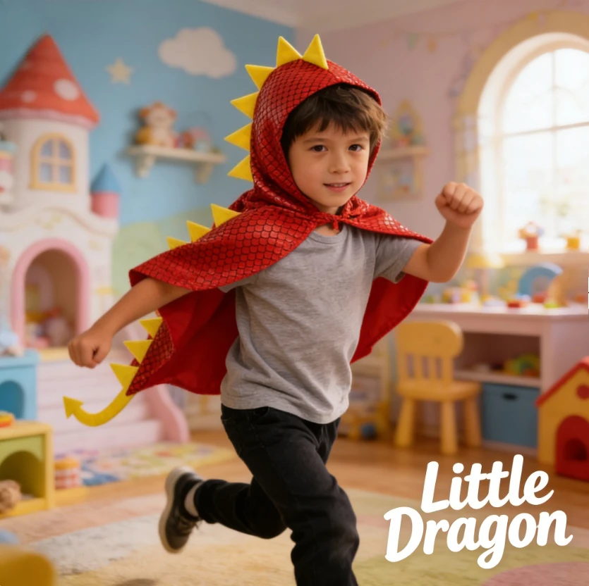 Kids Dinosaur Hooded Cape Cloak for Children Day Performance Party Dress Up Cosplay Costume Kids Dinosaur Hooded Cape Cloak for Children Day Performance Party Dress Up Cosplay Costume