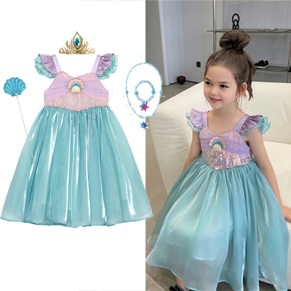 Little Mermaid Ariel Princess Costume Kids Dress For Girls Cosplay Children Carnival Birthday Party Clothes Mermaid Summer Dress Little Mermaid Ariel Princess Costume Kids Dress For Girls Cosplay Children Carnival Birthday Party Clothes Mermaid Summer Dress