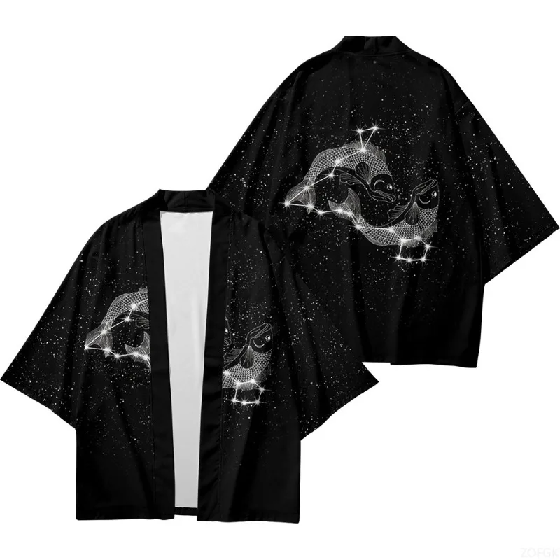 Traditional Samurai Kimono Men's Constellation Pattern Cosplay Women's Cardigan Yukata Summer Cardigan Traditional Samurai Kimono Men's Constellation Pattern Cosplay Women's Cardigan Yukata Summer Cardigan