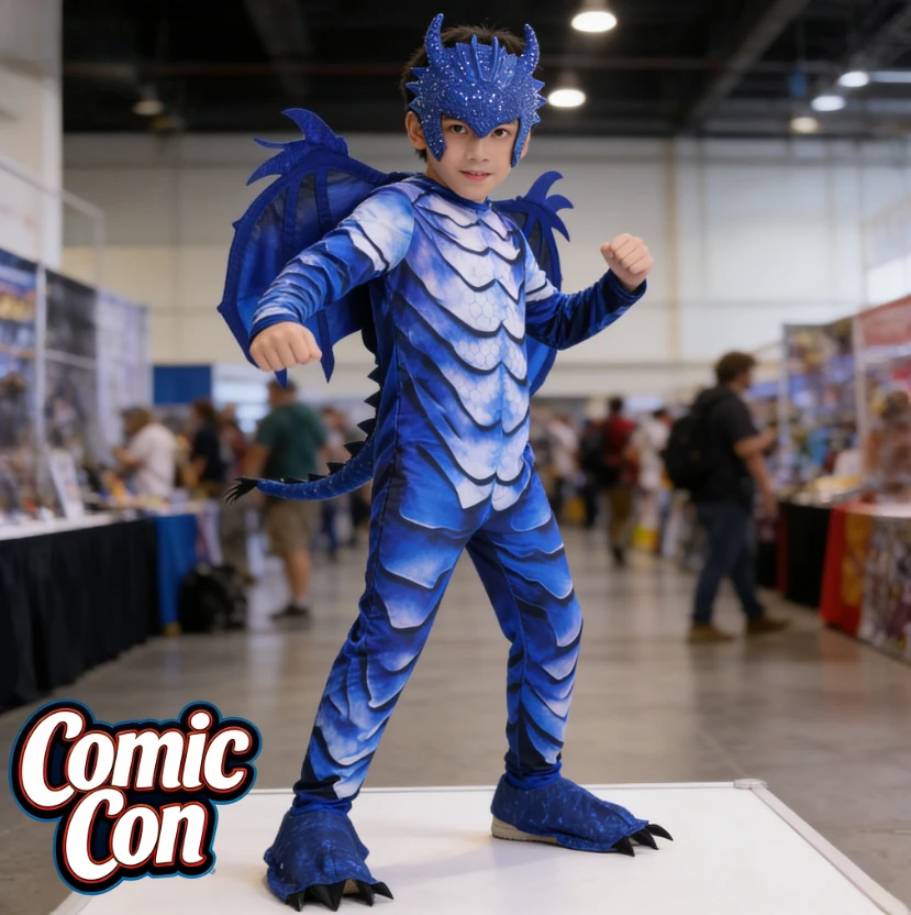 Kids Dragon Costume Ice Dragon Knight Cosplay Outfit Dinosaur Role Play Set For Stage Performance Festival Show Kids Dragon Costume Ice Dragon Knight Cosplay Outfit Dinosaur Role Play Set For Stage Performance Festival Show