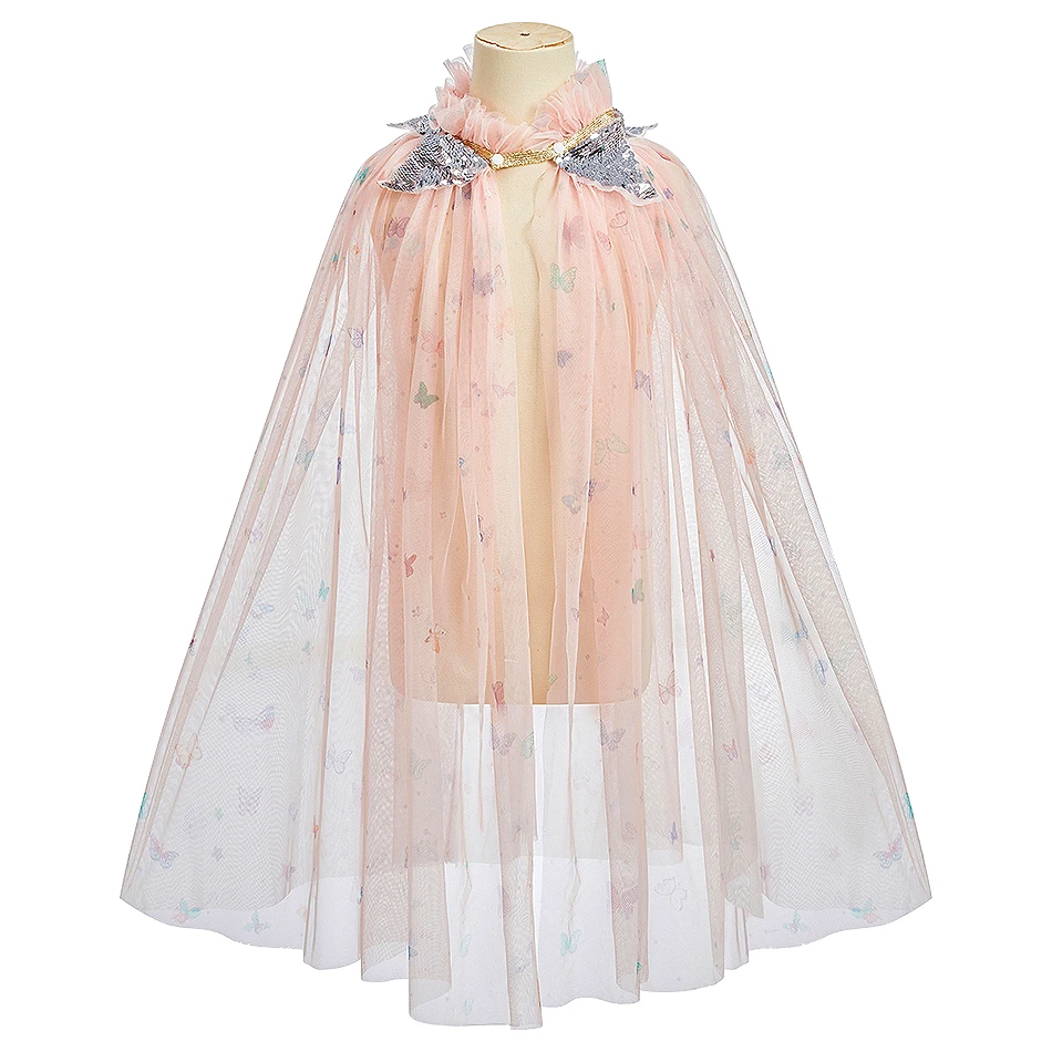 2026 Summer Children Butterfly Lapel Cape Baby Girl Princess Cloak Girls Halloween Christmas Party Dresses Accessories Outfit
