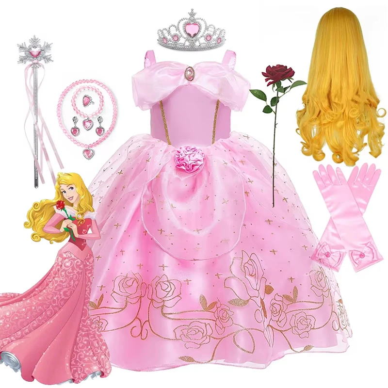 Disney Girls Princess Sleeping Beauty Aurora Dress for Kids Costume Dress Up Fancy Birthday Party Carnival Outfits Dress Up Disney Girls Princess Sleeping Beauty Aurora Dress for Kids Costume Dress Up Fancy Birthday Party Carnival Outfits Dress Up