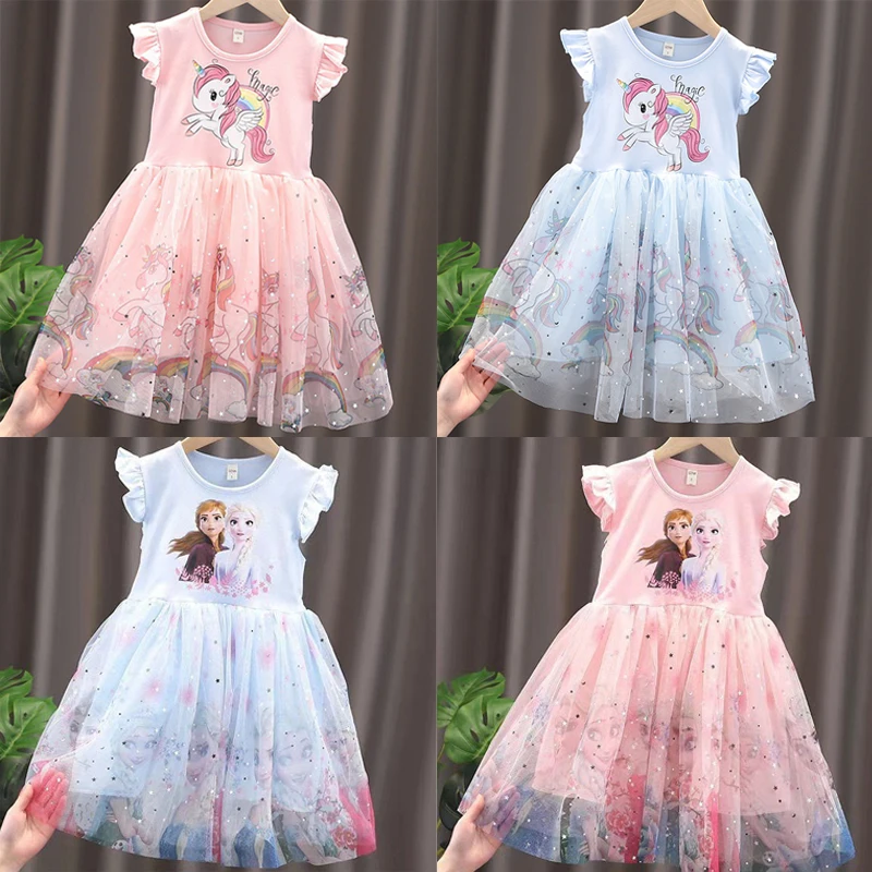 2024 New Unicorn Summer Princess Dresses Flying Sleeve Kids Dress Party Baby Dresses for Children Clothing 2-8Y Girls Clothes 2024 New Unicorn Summer Princess Dresses Flying Sleeve Kids Dress Party Baby Dresses for Children Clothing 2-8Y Girls Clothes