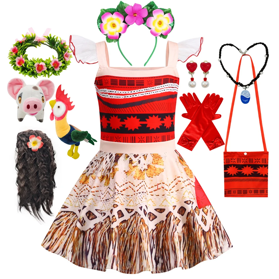 Little Girls Moana Cosplay Princess Costumes Dress Toddler Dresses Kid Clothes Carnival Party Ballet Dance Clothing