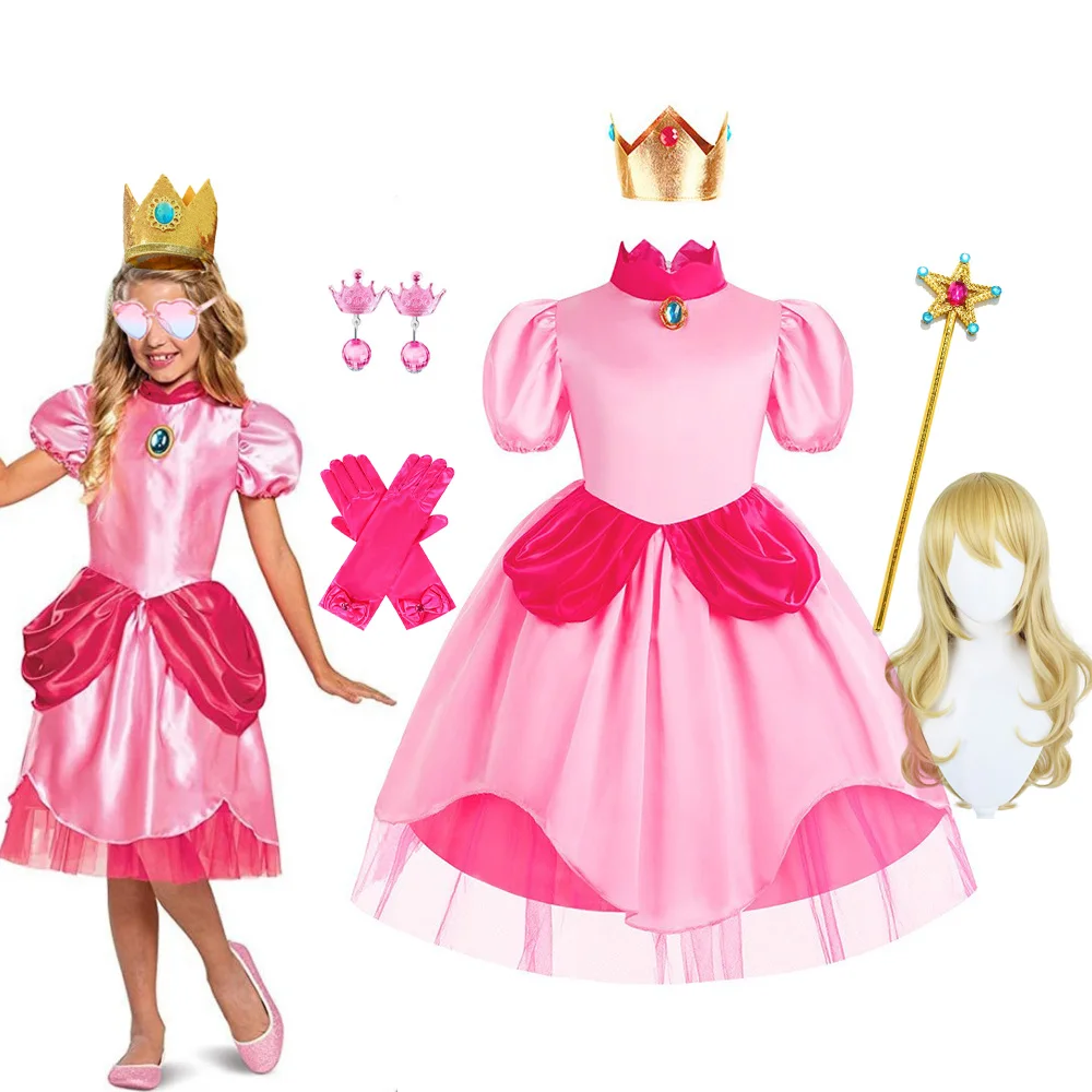 Peach Costume Kids Birthday Princess Dress For Girl Halloween Cosplay Children Girls Party Dresses Peach Costume Kids Birthday Princess Dress For Girl Halloween Cosplay Children Girls Party Dresses