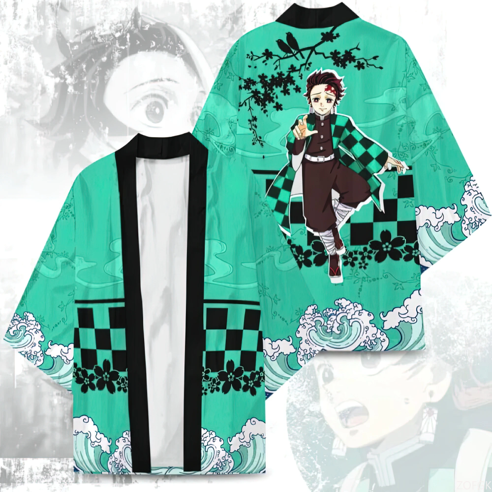 Japanese Anime Character 3D Printed Kimono, Traditional Japanese Male and Female Cosplay Cardigan Japanese Anime Character 3D Printed Kimono, Traditional Japanese Male and Female Cosplay Cardigan