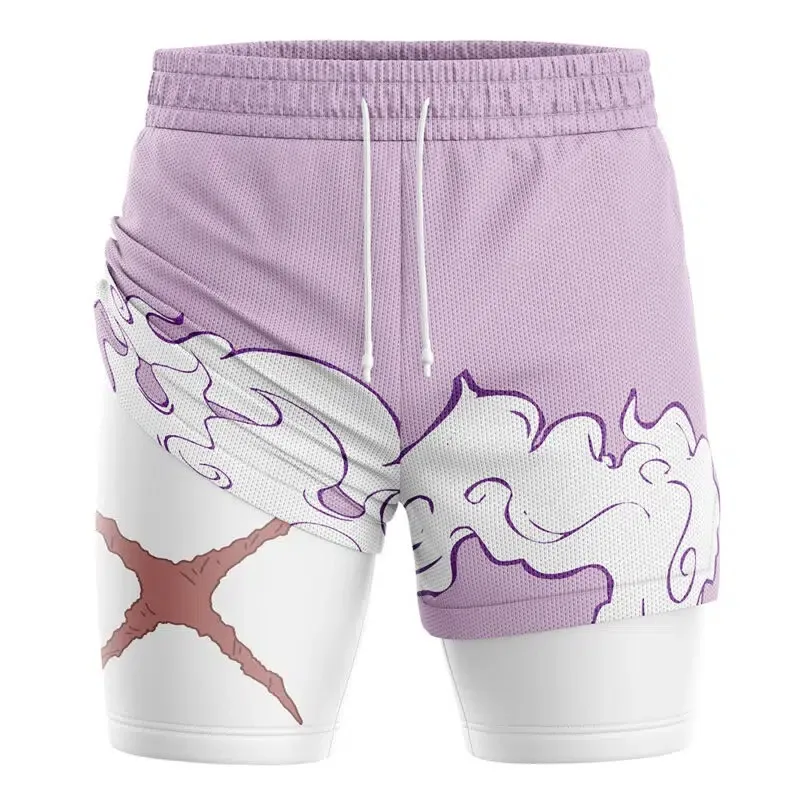 Men's Niche Anime Print Shorts, Featuring A Double-layer Mesh Design, Casual Men's Sports Pants Men's Niche Anime Print Shorts, Featuring A Double-layer Mesh Design, Casual Men's Sports Pants