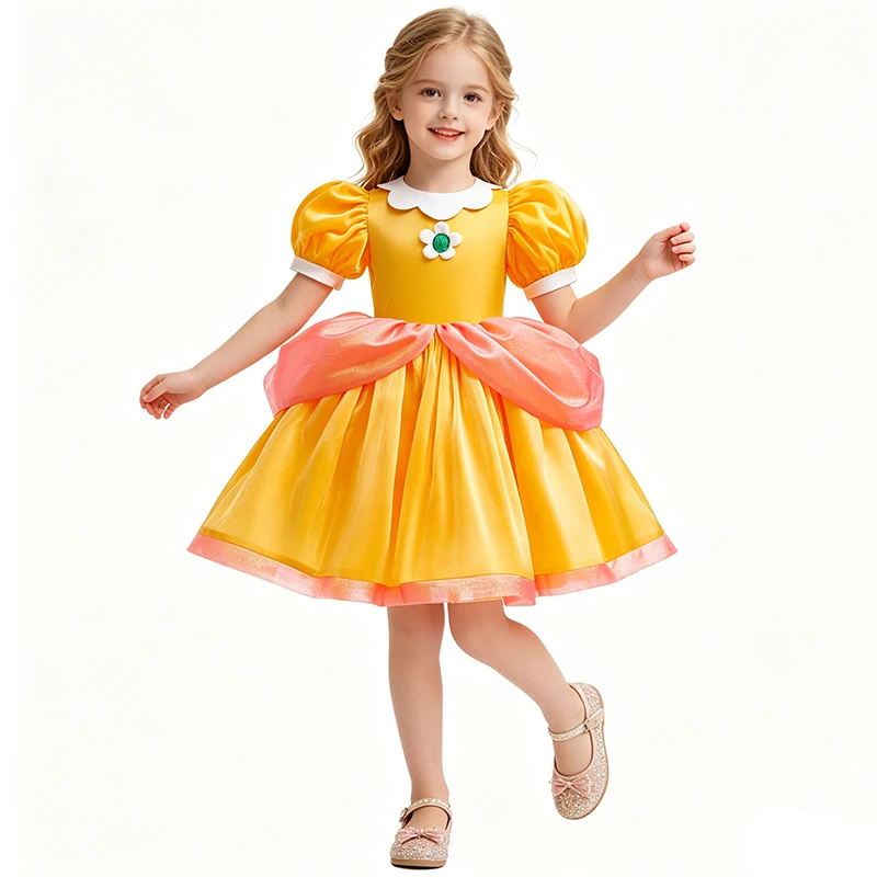 Girl Peach Princess Dress Easter Cosplay Costume Rosalina Dress Up Children Birthday Theme Party Halloween Carnival Outfit