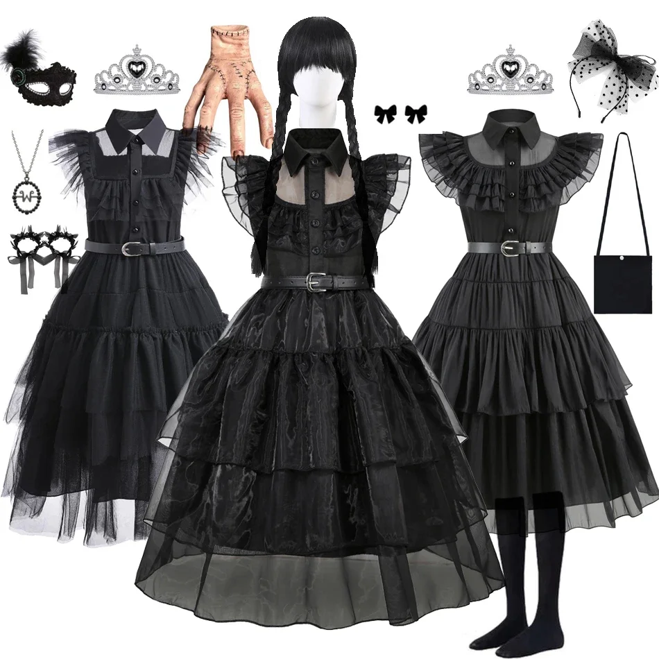 Black Costumes Dress for Girls Gothic Costume Kid Teen Party Black Evening Dress Kids Carnival Party Kid Vestidos Black Costumes Dress for Girls Gothic Costume Kid Teen Party Black Evening Dress Kids Carnival Party Kid Vestidos
