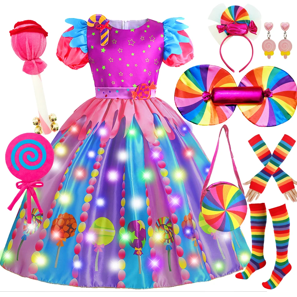 Purim Festival Kids Sweet Lollipop Candy Dress Girls Carnival Party Halloween Birthday Costumes Fancy Children Wedding Clothing Purim Festival Kids Sweet Lollipop Candy Dress Girls Carnival Party Halloween Birthday Costumes Fancy Children Wedding Clothing