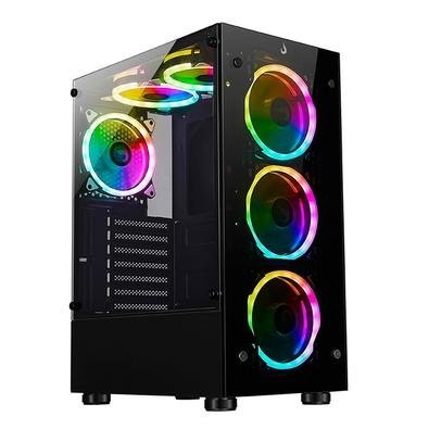 Gabinete Gamer Rise Mode Glass 06x, Mid Tower, ARGB, ATX, Lateral e Frente em Vidro, 6x Fans, Preto - RM-CA-06XB-ARGB Gabinete Gamer Rise Mode Glass 06x, Mid Tower, ARGB, ATX, Lateral e Frente em Vidro, 6x Fans, Preto - RM-CA-06XB-ARGB