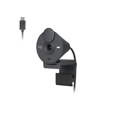 Webcam Logitech Brio 300 Full HD, 1080p, 30 FPS, USB-C, Microfone Integrado, Grafite - 960-001413 Webcam Logitech Brio 300 Full HD, 1080p, 30 FPS, USB-C, Microfone Integrado, Grafite - 960-001413