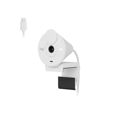 Webcam Logitech Brio 300 Full HD, 1080p, 30 FPS, USB-C, Microfone Integrado, Branco - 960-001440