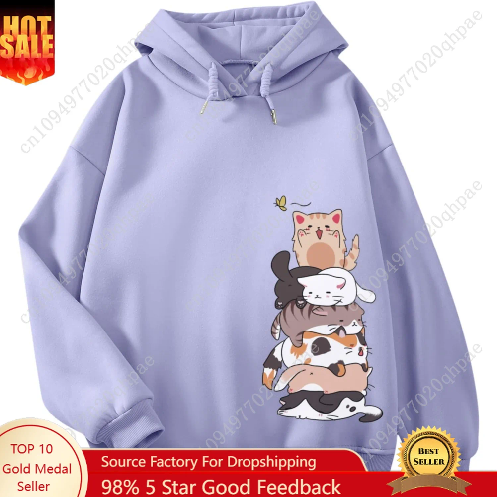 Tuislay Cute Cat Graphic Hoodies for Teen Girls Kawaii Cartoon Printed Hoodie Women Anime Print Hooded Sweatshirt Pullover Tuislay Cute Cat Graphic Hoodies for Teen Girls Kawaii Cartoon Printed Hoodie Women Anime Print Hooded Sweatshirt Pullover