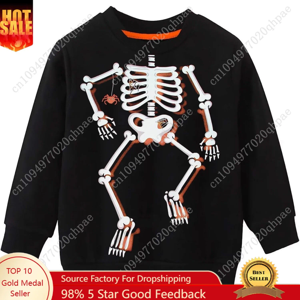 Boys Girls Halloween Sweatshirt Toddler Pumpkin Face Long Sleeve Shirt Kids Skeleton Top Clothes 2-7T Boys Girls Halloween Sweatshirt Toddler Pumpkin Face Long Sleeve Shirt Kids Skeleton Top Clothes 2-7T