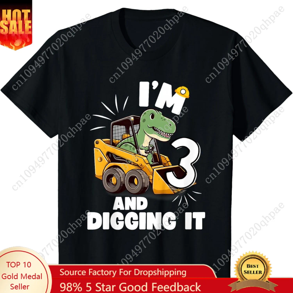 I'm 3 And Digging It 3rd Birthday Dinosaur Construction Boy T-Shirt I'm 3 And Digging It 3rd Birthday Dinosaur Construction Boy T-Shirt