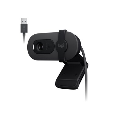 Webcam Logitech Brio 100 Full HD 30 FPS, Microfone, USB-A, Correção Automática, Grafite - 960-001586