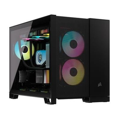 Gabinete Gamer Corsair 2500D, Mini-Tower, M-ATX, Lateral em Vidro Temperado, Sem FANs, Preto - CC-9011263-WW