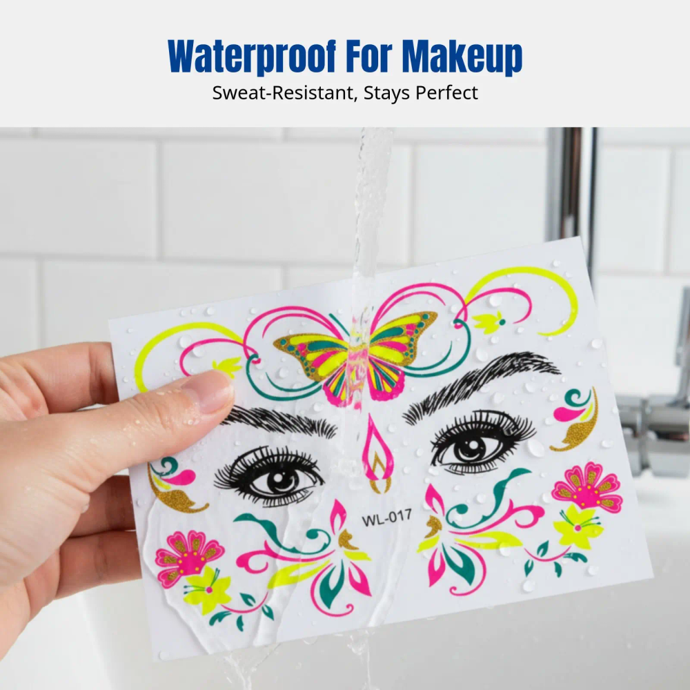 Luminous Radiant Face Stickers, Waterproof, Glow in Low Light, Event Makeup, Nightclub, Temporary Face Decals, Party, Masquerade Luminous Radiant Face Stickers, Waterproof, Glow in Low Light, Event Makeup, Nightclub, Temporary Face Decals, Party, Masquerade