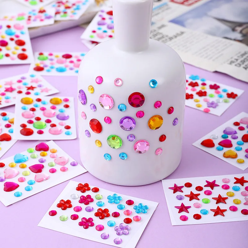 Hot Selling Colorful Acrylic Diamond Stickers Self Adhesive Mixed Heart Round Gems for Phone Case DIY Craft Supplies Hot Selling Colorful Acrylic Diamond Stickers Self Adhesive Mixed Heart Round Gems for Phone Case DIY Craft Supplies