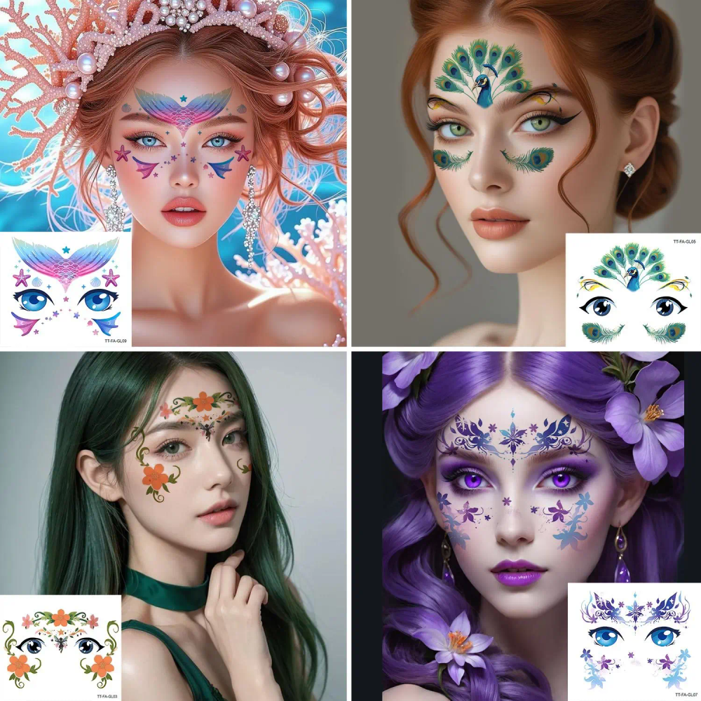 Cartoon Animal Face Tattoo Stickers Waterproof Non Toxic for Kids Festival Stage Makeup Party Performance Cartoon Animal Face Tattoo Stickers Waterproof Non Toxic for Kids Festival Stage Makeup Party Performance