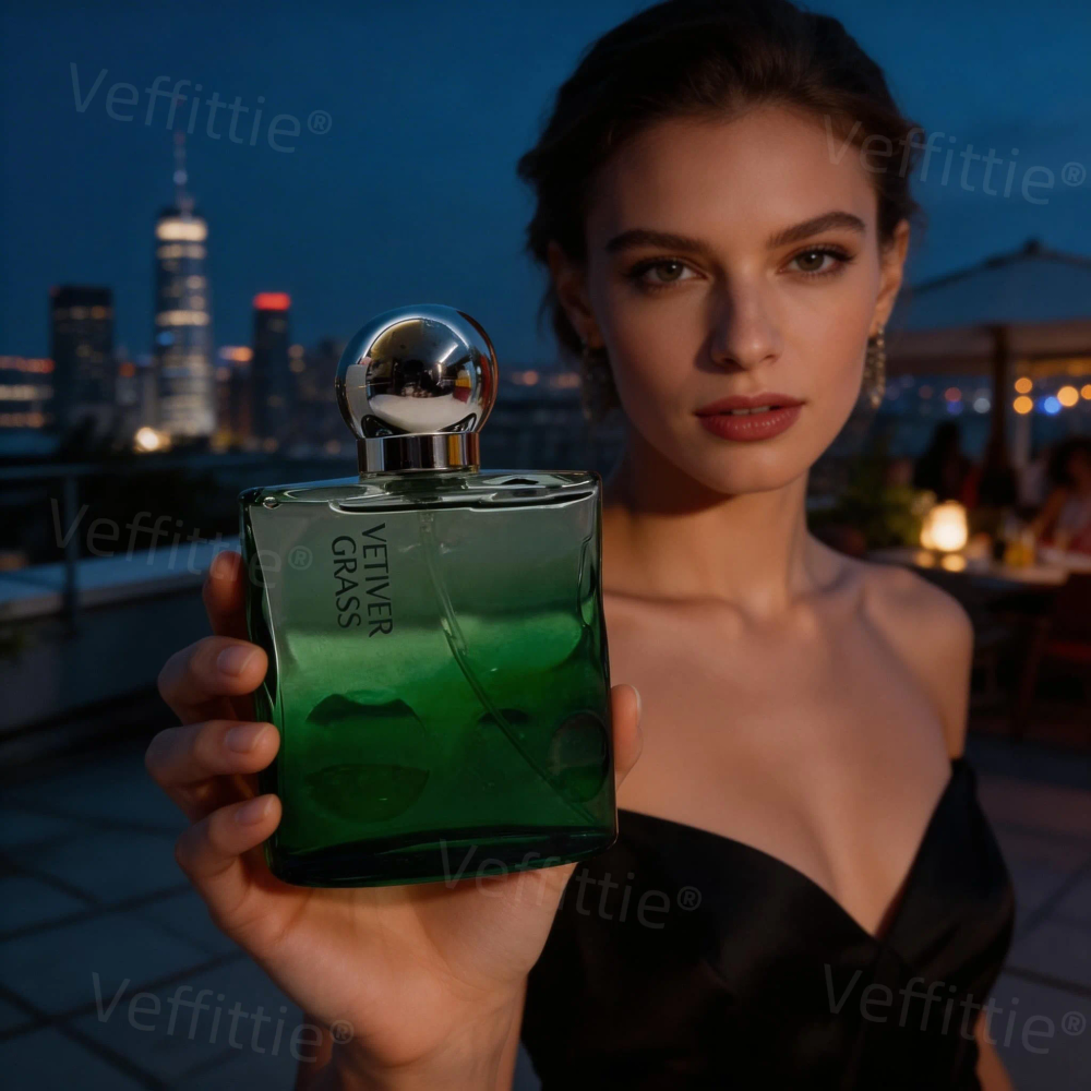 Romantic Vetiver Amber Eau De Parfum, 50ml Green Wave Bottle, Evening Date Wear, All Day Fresh Vetiver-Sandalwood Essence Romantic Vetiver Amber Eau De Parfum, 50ml Green Wave Bottle, Evening Date Wear, All Day Fresh Vetiver-Sandalwood Essence