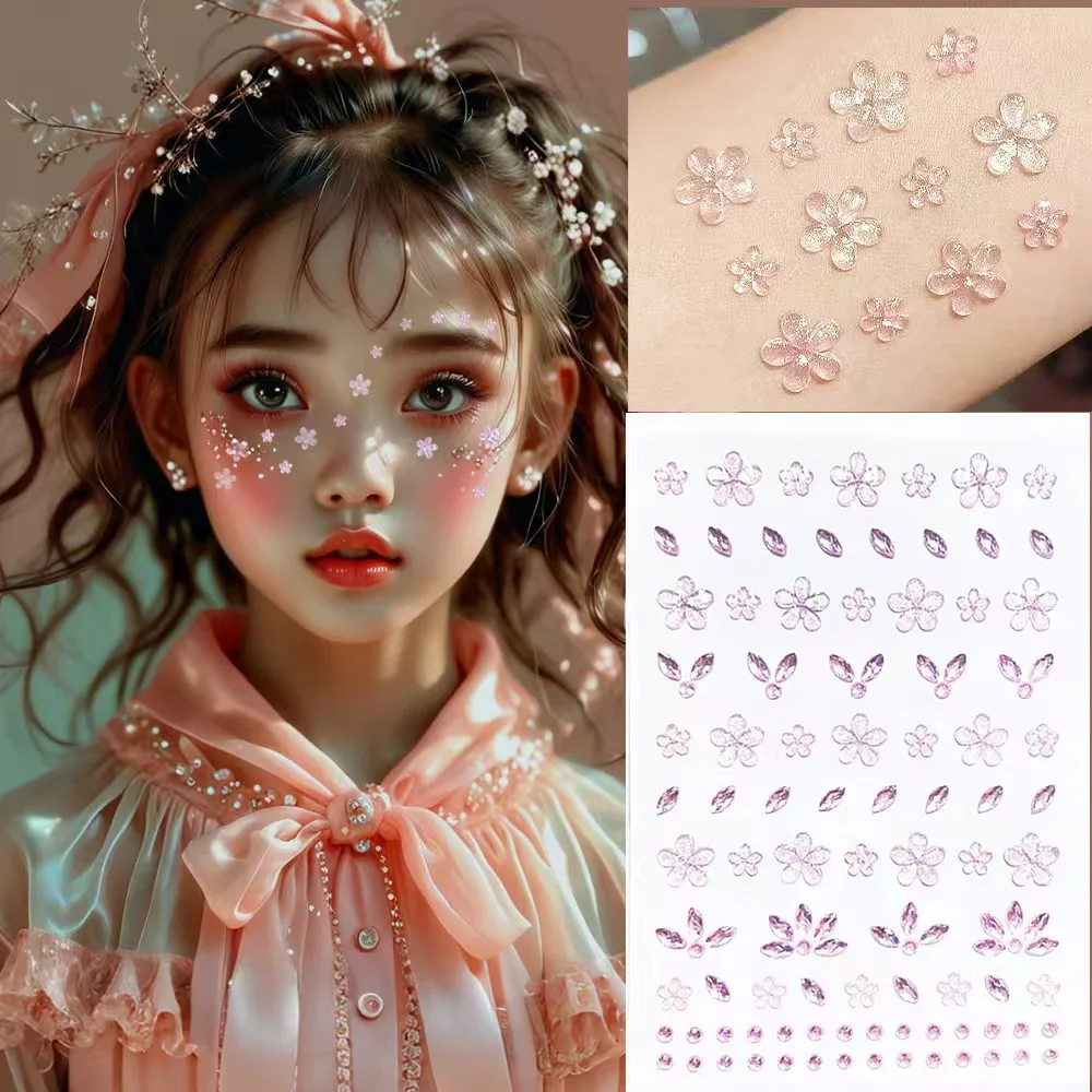 New Diamond Face Stickers 3D Flower for Performance Clover Makeup Self Adhesive Gems Decoration Craft Supply New Diamond Face Stickers 3D Flower for Performance Clover Makeup Self Adhesive Gems Decoration Craft Supply