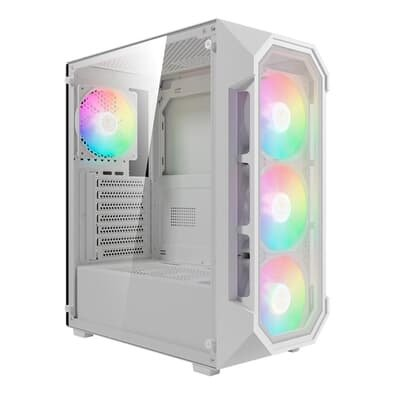 Gabinete Gamer Gamdias Aura GC1 Elite, Mid Tower, ATX, Lateral em Vidro Temperado, Kit Cooler Fan, Branco - AURA GC1 ELITE WH Gabinete Gamer Gamdias Aura GC1 Elite, Mid Tower, ATX, Lateral em Vidro Temperado, Kit Cooler Fan, Branco - AURA GC1 ELITE WH