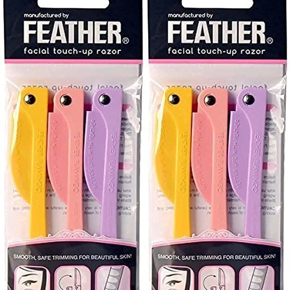 Feather Flamingo Facial Razor for Eyebrow Neck Face Touch-Up, 3 Razors X 2 Pack Feather Flamingo Facial Razor for Eyebrow Neck Face Touch-Up, 3 Razors X 2 Pack