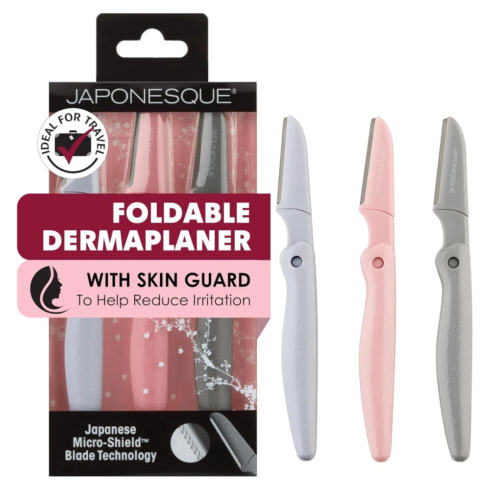 Foldable Dermaplaner Facial Razors for Women - 3 Piece Set with Eyebrow and Facial Hair Razor, Painless Hair Removal Tool for Foldable Dermaplaner Facial Razors for Women - 3 Piece Set with Eyebrow and Facial Hair Razor, Painless Hair Removal Tool for