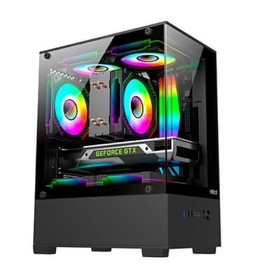 Gabinete Gamer Hyrax HGB310, Mini Tower, M-ATX, Frontal e Lateral em Vidro Temperado, Sem FANs, Preto - HGB310B Gabinete Gamer Hyrax HGB310, Mini Tower, M-ATX, Frontal e Lateral em Vidro Temperado, Sem FANs, Preto - HGB310B
