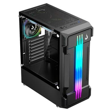 Gabinete Gamer Rise Mode Zeus Glass 01, Mid Tower, Led Frontal customizável, Lateral em Vidro, Sem FANs, Preto - RM-CA-ZE-01-FB Gabinete Gamer Rise Mode Zeus Glass 01, Mid Tower, Led Frontal customizável, Lateral em Vidro, Sem FANs, Preto - RM-CA-ZE-01-FB