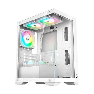 Gabinete Gamer Rise Mode Crystal Glass 01, Mid Tower, Lateral e Frontal em vidro, Sem FANs, Branco - RM-CA-CY-01-FW Gabinete Gamer Rise Mode Crystal Glass 01, Mid Tower, Lateral e Frontal em vidro, Sem FANs, Branco - RM-CA-CY-01-FW
