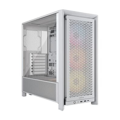 Gabinete Gamer Corsair 4000D RS ARGB, Mid Tower, Lateral em Vidro, com 3x Fans RS ARGB, Branco - CC-9011297-WW Gabinete Gamer Corsair 4000D RS ARGB, Mid Tower, Lateral em Vidro, com 3x Fans RS ARGB, Branco - CC-9011297-WW