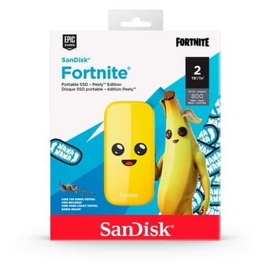 SSD Externo SanDisk Fortnite, 2TB, USB 3.2 Gen 2, Portátil, Leitura: 800 MB/s, Amarelo - SDSSDE30-2T00-G25F SSD Externo SanDisk Fortnite, 2TB, USB 3.2 Gen 2, Portátil, Leitura: 800 MB/s, Amarelo - SDSSDE30-2T00-G25F